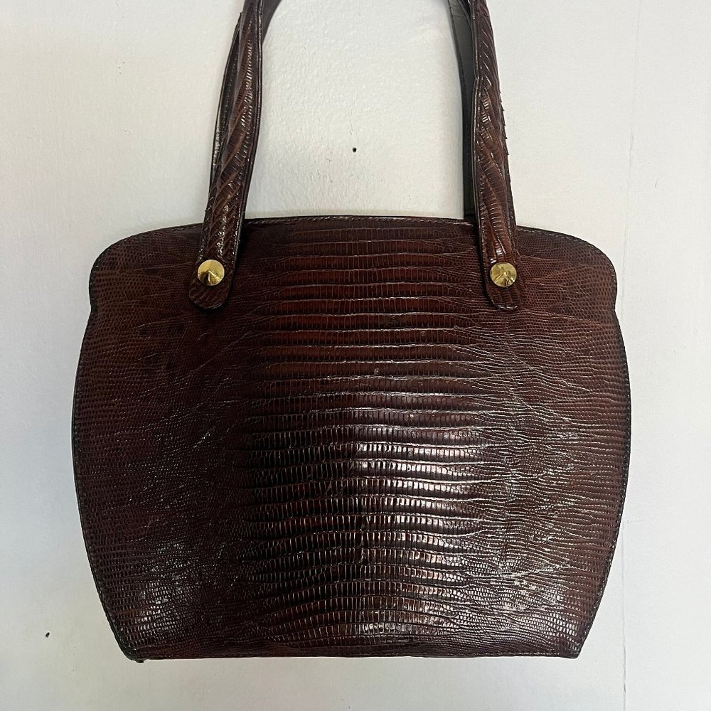 Mini Brown Snakeskin & Gold Hardware Bag